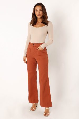 Nico Wide Leg Jean – Tan