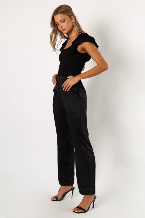 Novalee Satin Pant – Black