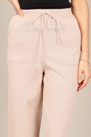 Penelope Knitted Wide Leg Lounge Pants – Taupe