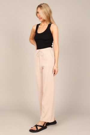 Penelope Knitted Wide Leg Lounge Pants – Taupe