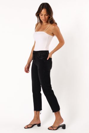 Rowan High Rise Straight Leg Jean – Washed Black