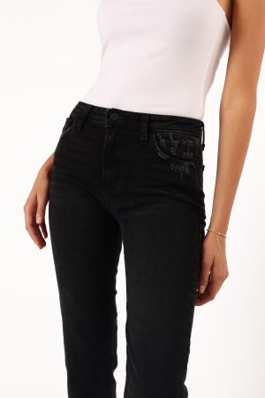 Rowan High Rise Straight Leg Jean – Washed Black