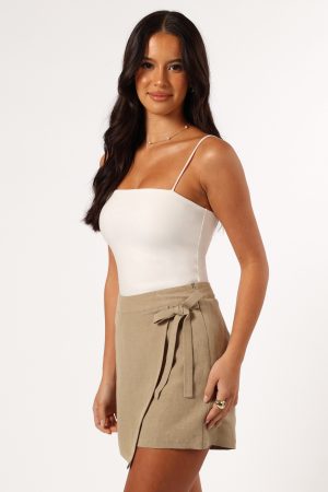 Roxy Faux Wrap Skort – Taupe