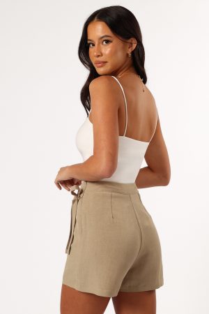 Roxy Faux Wrap Skort – Taupe