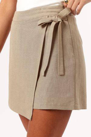 Roxy Faux Wrap Skort – Taupe