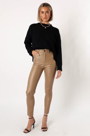 Sammie Vegan Leather Pants – Tan