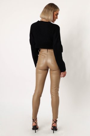 Sammie Vegan Leather Pants – Tan