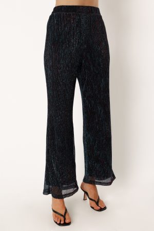 Sonja Wide Leg Pant – Black Teal