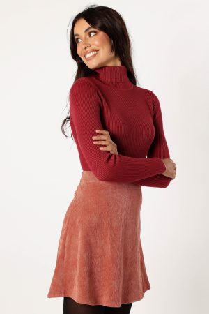 Tammy Cord Skirt – Brick