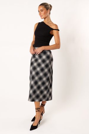 Ursula Plaid Skirt – Charcoal