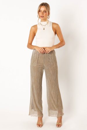 Walker Plisse Pants – Silver