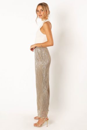 Walker Plisse Pants – Silver