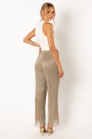 Walker Plisse Pants – Silver
