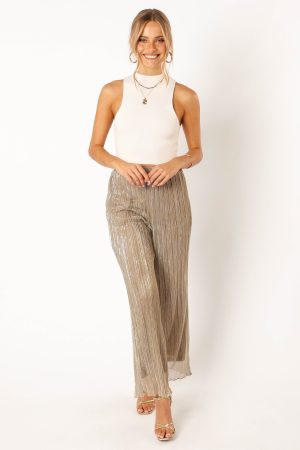 Walker Plisse Pants – Silver