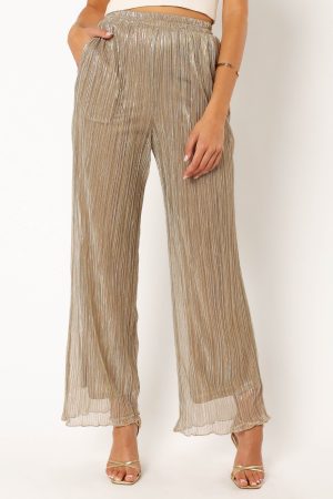 Walker Plisse Pants – Silver