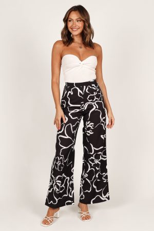 York Pant – White Black Floral