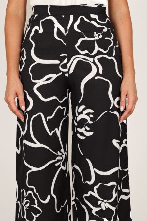 York Pant – White Black Floral