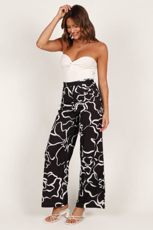 York Pant – White Black Floral