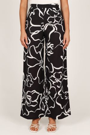 York Pant – White Black Floral
