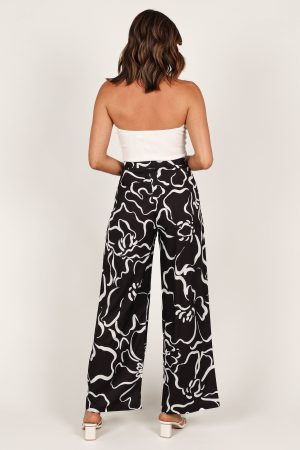 York Pant – White Black Floral