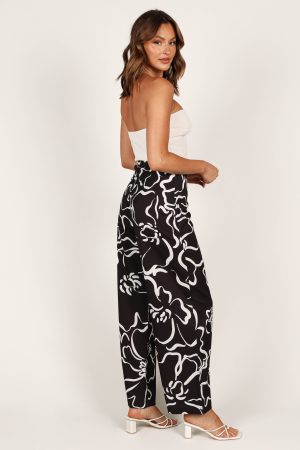 York Pant – White Black Floral