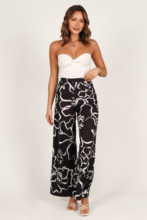 York Pant – White Black Floral