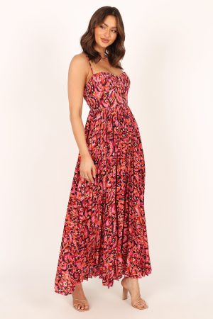 Achanti Pleated Maxi Dress – Pink Multi