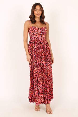 Achanti Pleated Maxi Dress – Pink Multi