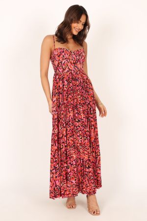 Achanti Pleated Maxi Dress – Pink Multi