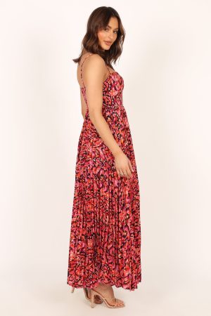 Achanti Pleated Maxi Dress – Pink Multi
