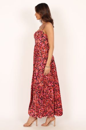 Achanti Pleated Maxi Dress – Pink Multi