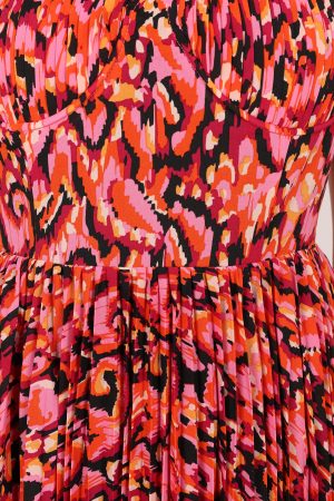 Achanti Pleated Maxi Dress – Pink Multi