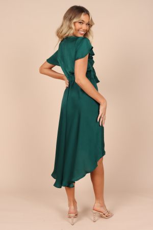 Amanda Hi Lo Tie Front Dress – Emerald