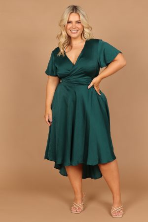 Amanda Hi Lo Tie Front Dress – Emerald