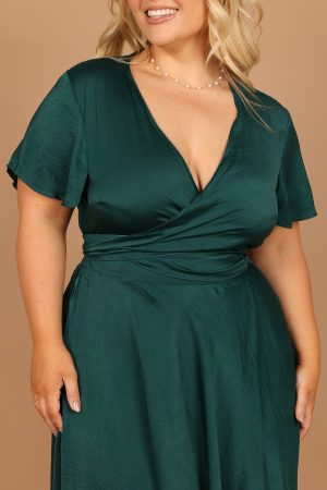 Amanda Hi Lo Tie Front Dress – Emerald