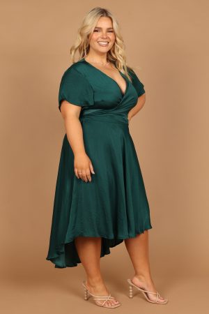 Amanda Hi Lo Tie Front Dress – Emerald