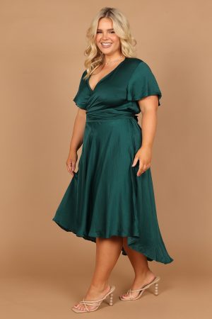 Amanda Hi Lo Tie Front Dress – Emerald
