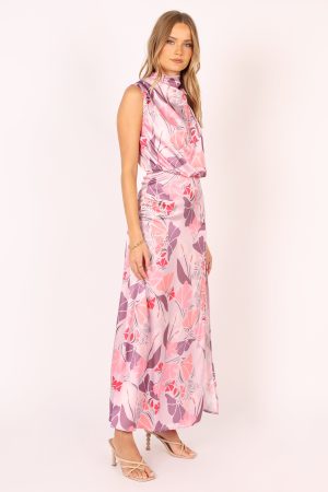 Amelia Halterneck Maxi Dress – Pink Floral