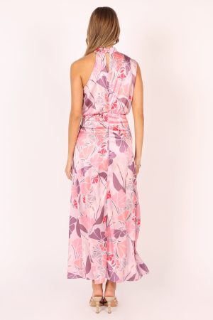 Amelia Halterneck Maxi Dress – Pink Floral