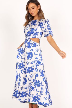 Aminah Puff Sleeve Dress – Blue Floral