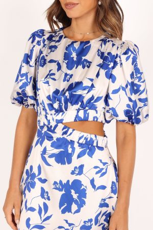 Aminah Puff Sleeve Dress – Blue Floral
