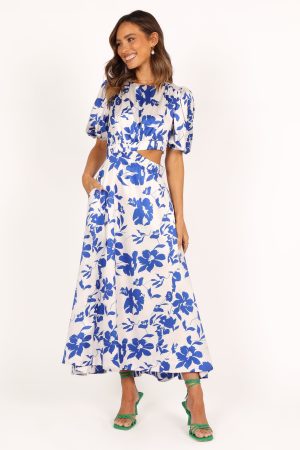 Aminah Puff Sleeve Dress – Blue Floral