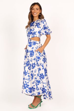 Aminah Puff Sleeve Dress – Blue Floral