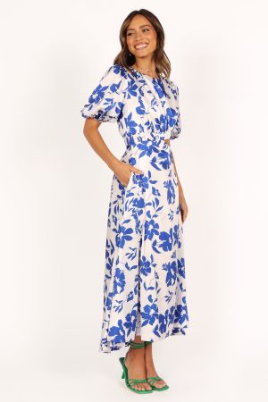 Aminah Puff Sleeve Dress – Blue Floral