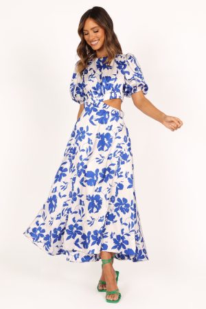 Aminah Puff Sleeve Dress – Blue Floral