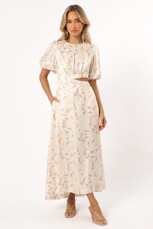 Aminah Puff Sleeve Dress – Yellow Floral