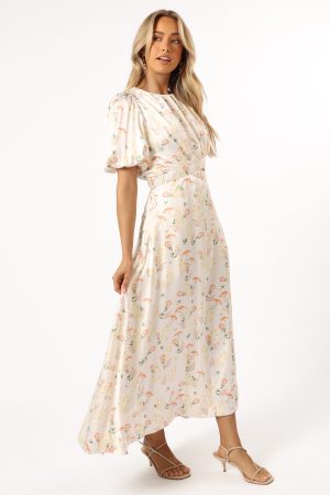 Aminah Puff Sleeve Dress – Yellow Floral