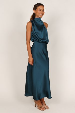 Anabelle Halter Neck Midi Dress – Teal