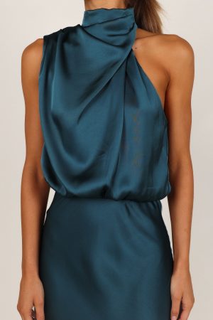 Anabelle Halter Neck Midi Dress – Teal
