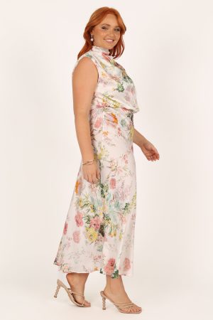 Anabelle Halter Neck Midi Dress – White Floral